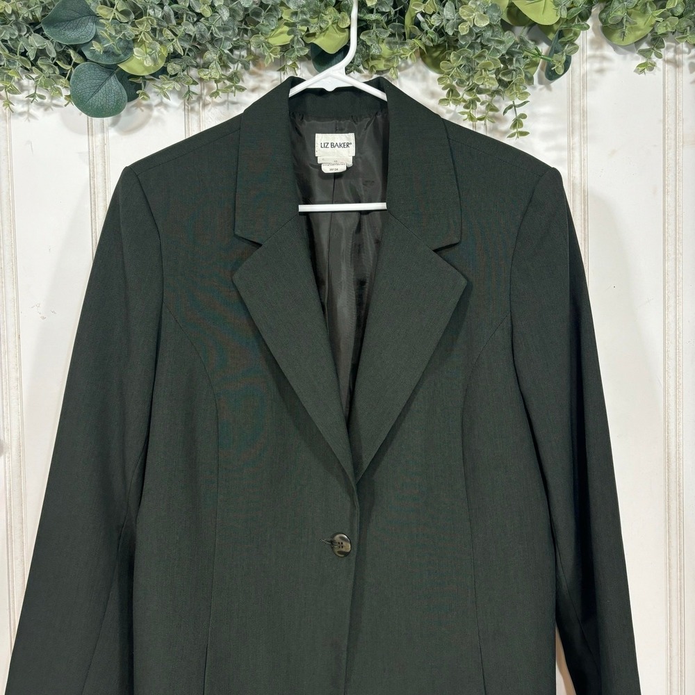Liz Baker Green Blazer Jacket Womens Size 10 One Button Academia Preppy Casual - Picture 4 of 10